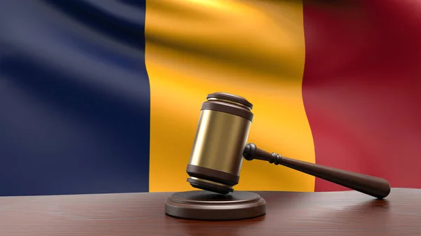 Tchad Land Nationell Flagga Med Domare Klubba Domstol Skrivbord Begreppet — Stockfoto
