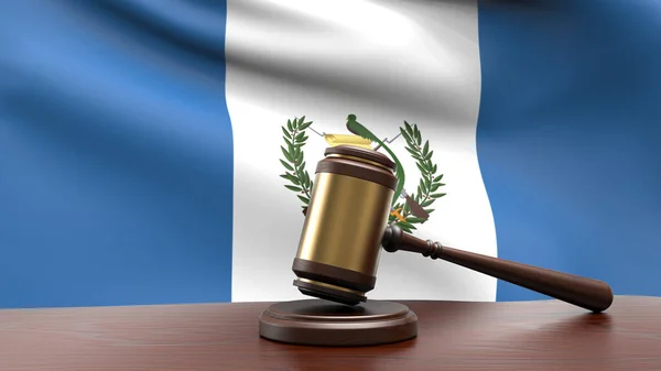 Guatemala Country National Flag Judge Gavel Hammer Court Desk Concept — Stock Photo, Image