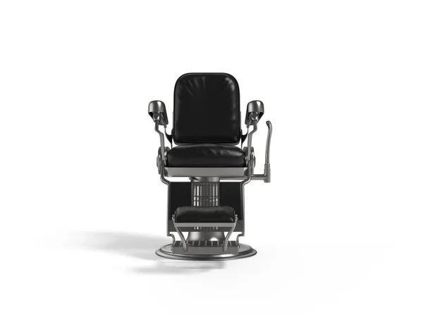 Vintage Barber Shop Arm Chair Iron Polish Chrome Black Leather — Stock Photo, Image