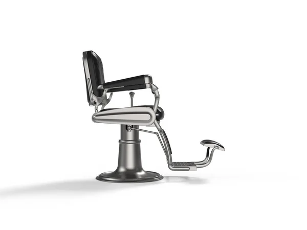Vintage Barber Shop Arm Chair Iron Polish Chrome Black Leather — Stock Photo, Image
