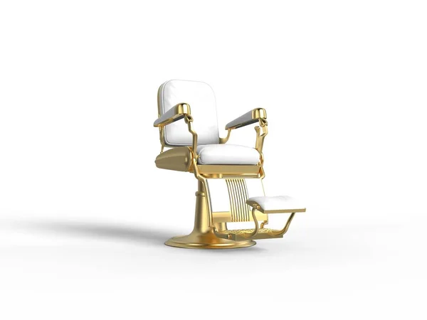 Золотая Роскошь Дорого Выглядит Белое Кожаное Кресло Салона Красоты Изолированы — стоковое фото
