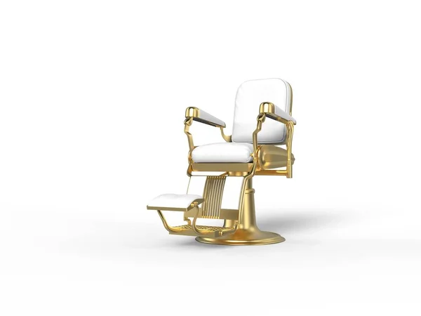 Gold Luxus Teuer Aussehender Weißer Ledersessel Für Schönheitssalon Isoliert Mit — Stockfoto