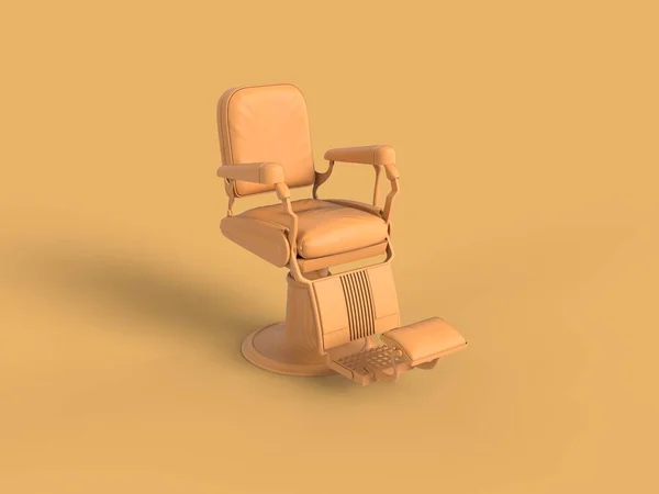 ロフト現代の理髪店の椅子の男性ケア3Dレンダリングイメージの黄色の固体色のコンセプトの象徴的なイメージ左ビュー — ストック写真