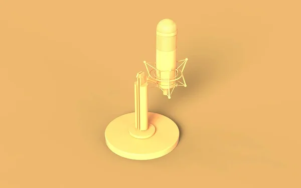 Konzept Ikone Monochrom Gelb Einfarbig Alt Vintage Mikrofon Soundlautsprecher Aufnahmepodcast — Stockfoto