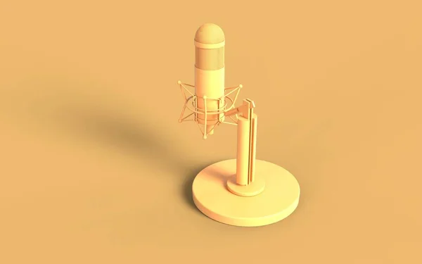Концепция Иконки Монохромный Желтый Сплошной Цвет Старый Винтажный Микрофон Звуковой — стоковое фото