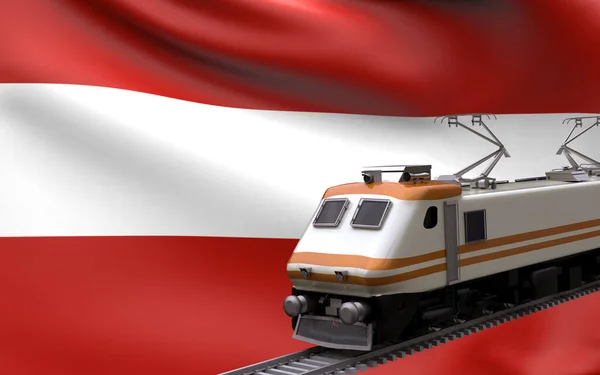 Österrike Land Nationell Flagga Med Snabbtåg Järnväg Lok Turist Resa — Stockfoto