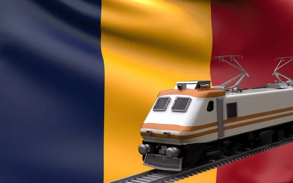 Tchad Land Nationell Flagga Med Snabbtåg Järnväg Lok Turist Reser — Stockfoto