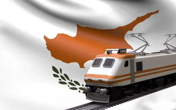 Cypern Land Nationell Flagga Med Snabbtåg Järnväg Lok Turist Reser — Stockfoto