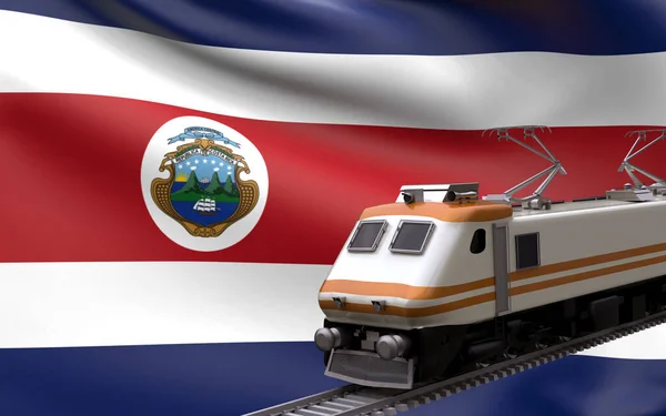 Costa Rica Pays Drapeau National Avec Trains Vitesse Locomotive Chemin — Photo