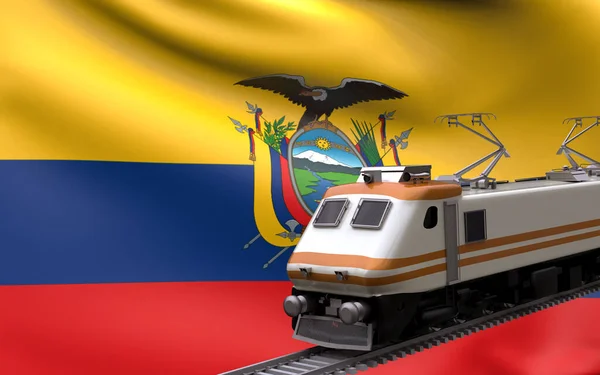 Ecuador Country National Flag Speed Trains Railroad Locomotive Tourist Traveling — Stock Photo, Image