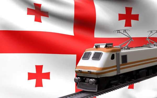 Grúzia Ország Nemzeti Zászló Sebességvonatok Vasúti Mozdony Turista Útvonal Nemzetközi — Stock Fotó