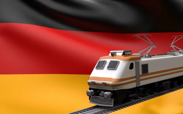 Tyskland Land Nationell Flagga Med Snabbtåg Järnväg Lok Turist Resa — Stockfoto