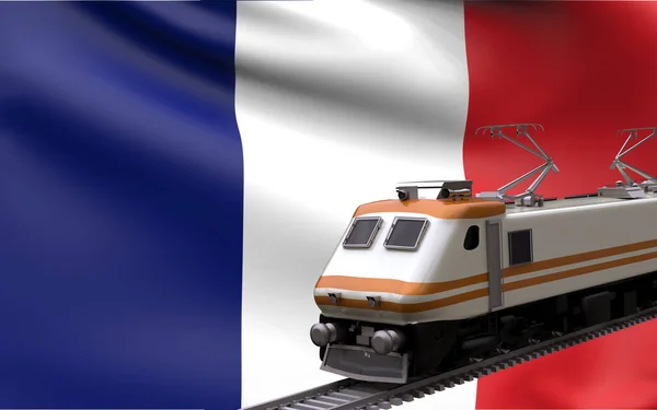 Frankreich Land Nationalflagge Mit Schnellzügen Eisenbahn Lokomotive Touristenpfad Internationale Reise — Stockfoto