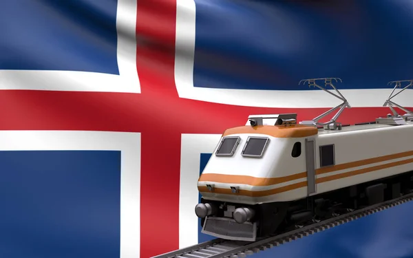 Hızlı Trenli Zlanda Ulusal Bayrağı Demiryolu Lokomotifi Turistlerin Seyahat Yolu — Stok fotoğraf