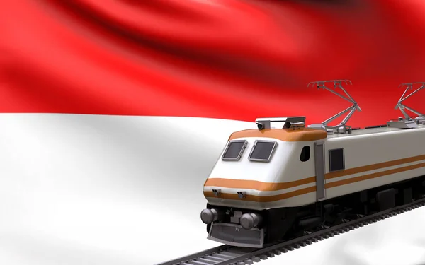 Indonesia País Bandera Nacional Con Trenes Velocidad Ferrocarril Locomotora Turista — Foto de Stock