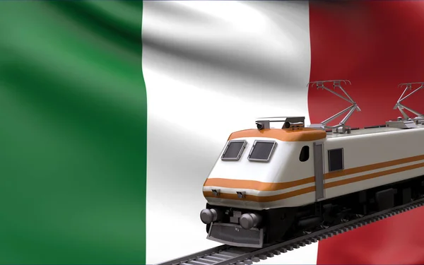 Italien Land Nationell Flagga Med Snabbtåg Järnväg Lok Turist Resa — Stockfoto