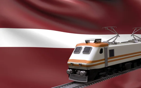Lettland Land Nationell Flagga Med Snabbtåg Järnväg Lok Turist Reser — Stockfoto