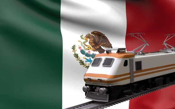 México País Bandera Nacional Con Trenes Velocidad Ferrocarril Locomotora Turista —  Fotos de Stock