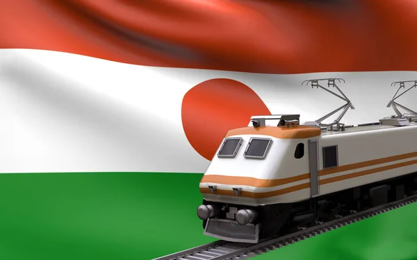 Niger Land Nationell Flagga Med Snabbtåg Järnväg Lok Turist Reser — Stockfoto