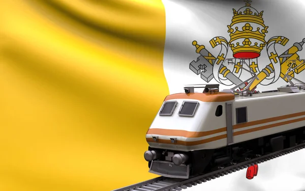 Vatikan Ulusal Bayrağı Hızlı Trenler Demiryolu Lokomotifi Turistlerin Seyahat Yolu — Stok fotoğraf