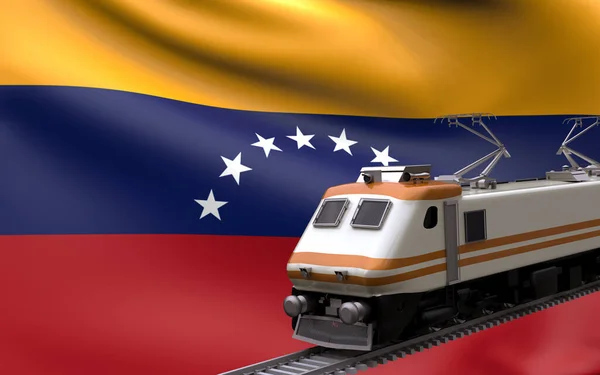 Venezuela Country National Flag Speed Trains Railroad Locomotive Tourist Traveling — Stock Photo, Image