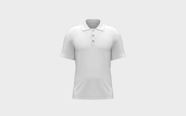 白色空白马球衫造型与空隙为您标志或设计休闲布服装模板隔离前置摄像头视图3D渲染图像 — 图库照片