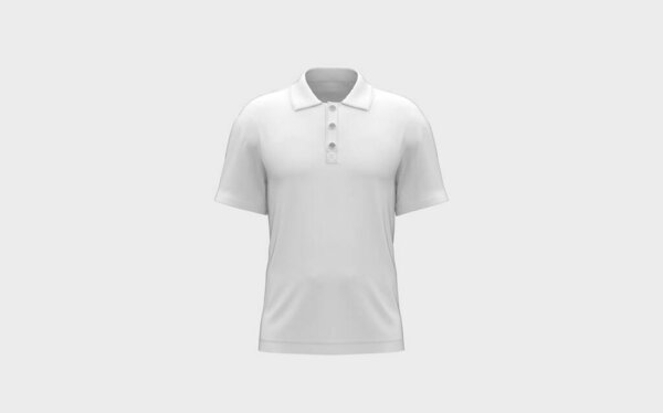 White blank polo shirt mockup with empty space for you logo or design casual fabric fashion outfit template isolated front camera view 3d rendering image