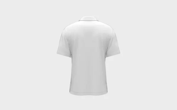 白色空白马球衫造型与空隙为您标志或设计休闲布服装模板隔离后摄像头视图3D渲染图像 — 图库照片