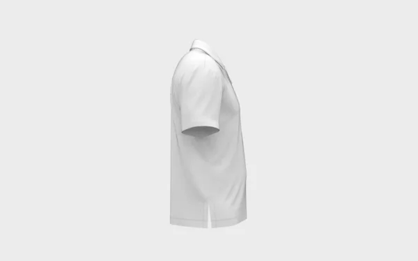白い空白のポロシャツあなたのロゴやデザインのための空のスペースとモックアップカジュアルファブリックファッション衣装テンプレート隔離された左カメラビュー3Dレンダリングイメージ — ストック写真