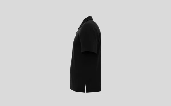 黑色运动马球高尔夫球或足球标志的打印标志准备使用的自由空间隔离在坚实的背景男性纺织品模型右相机视图3D渲染图像 — 图库照片