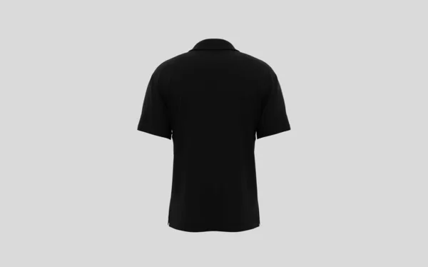黑色运动马球高尔夫球或足球标志的打印标志准备使用的自由空间隔离在坚实的背景男性纺织品模型背景图片3D渲染图像 — 图库照片