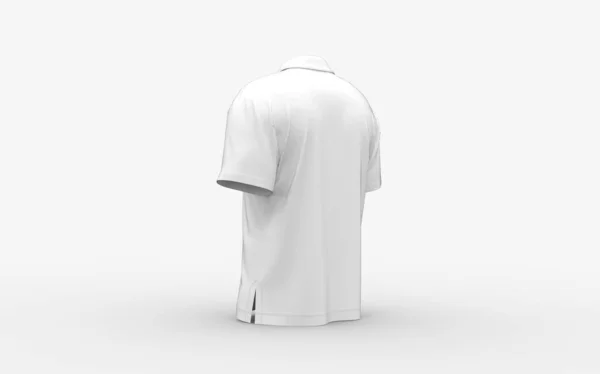 白色空白马球衫造型与空隙为您标志或设计休闲布服装模板隔离后左后等距相机三维渲染图像 — 图库照片