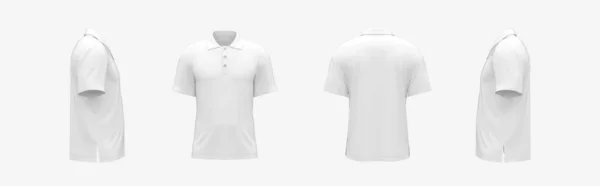 4边看白色空白马球衫造型与空隙为您的标志或设计休闲装模板孤立3D渲染图像 — 图库照片