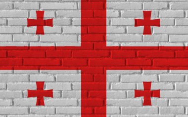 Gürcistan ulusal bayrağını çatlaklara ve somut kavramlara sahip eski tuğla desenli duvara boyayarak gerçekçi bir arkaplan afişi oluşturdu