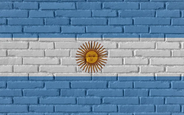 Картина Национальным Флагом Аргентины Старой Кирпичной Текстурной Стене Трещинами Конкретной — стоковое фото