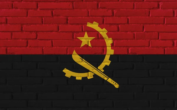 Національний Прапор Анголи Старовинній Цегляній Текстурованій Стіні Тріщинами Конкретною Концепцією — стокове фото