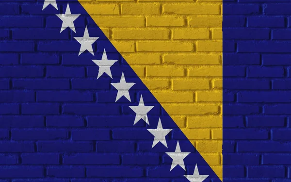 Bosnien Och Hercegovina Land Nationell Flagga Målning Gamla Tegel Texturerad — Stockfoto