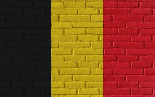 Belgien Land Nationell Flagga Målning Gamla Tegel Texturerad Vägg Med — Stockfoto