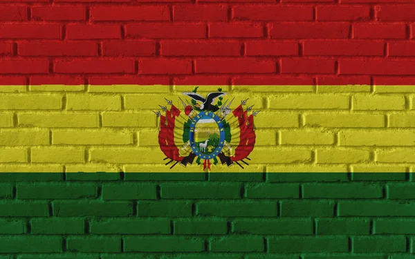 Bolivie Pays Drapeau National Peinture Sur Vieux Mur Texturé Briques — Photo