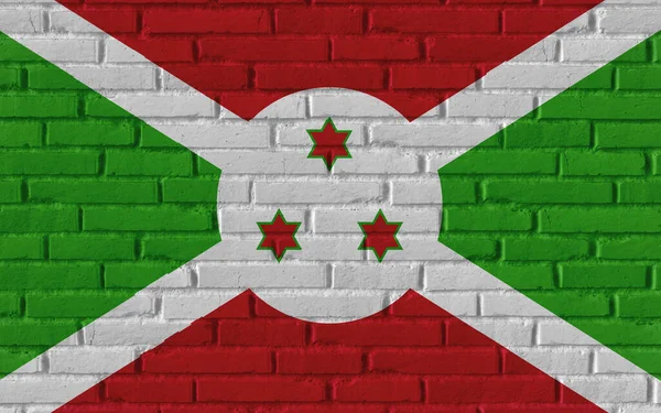 Картина Национальным Флагом Бурунди Старой Кирпичной Текстурированной Стене Трещинами Конкретной — стоковое фото
