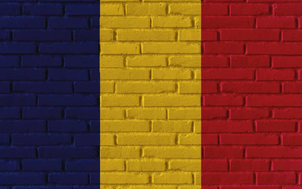 Tchad Land Nationella Flaggan Målning Gamla Tegel Texturerad Vägg Med — Stockfoto