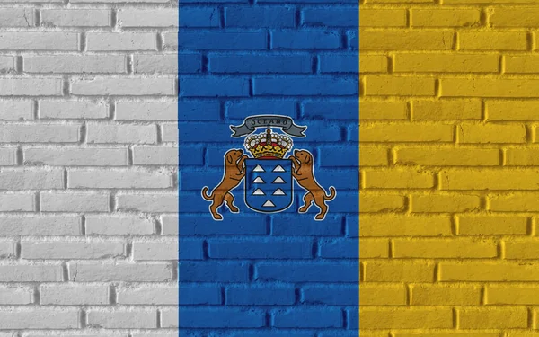 Kanarische Inseln Nationalflagge Malerei Auf Alten Backstein Strukturierte Wand Mit — Stockfoto