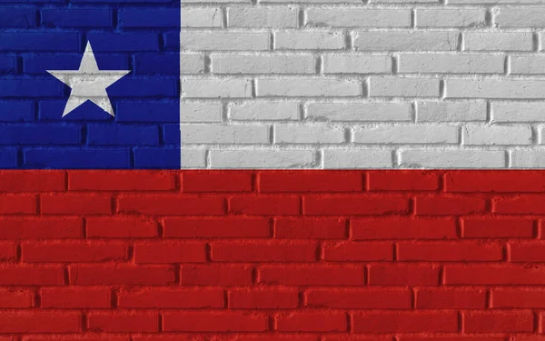Chili Pays Drapeau National Peinture Sur Vieux Mur Texturé Briques — Photo