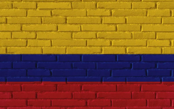 Colombie Pays Drapeau National Peinture Sur Vieux Mur Texturé Briques — Photo