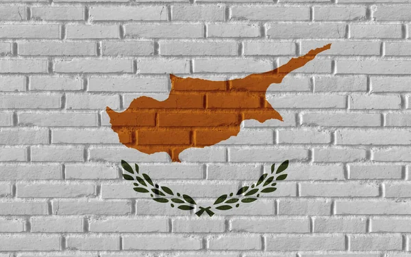 Cypern Land Nationell Flagga Målning Gamla Tegel Strukturerad Vägg Med — Stockfoto