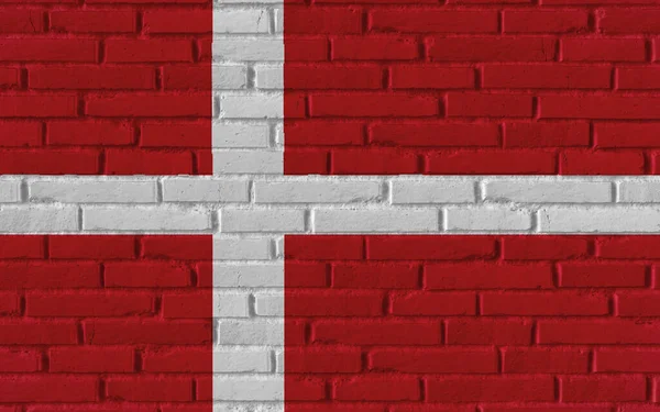 Картина Национальным Флагом Дании Старой Кирпичной Текстурной Стене Трещинами Конкретной — стоковое фото