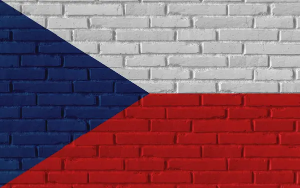 Tjeckien Land Nationell Flagga Målning Gamla Tegel Texturerad Vägg Med — Stockfoto