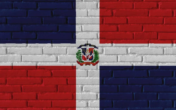 Dominican Republic Country National Flag Painting Old Brick Textured Wall — Stock Photo, Image