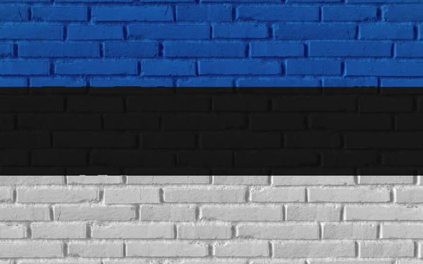 Картина Национальным Флагом Эстонии Старой Кирпичной Текстурной Стене Трещинами Конкретной — стоковое фото