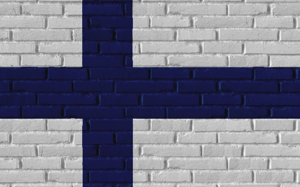 Finlandiya Nın Ulusal Bayrağını Çatlaklara Somut Kavramlara Sahip Eski Tuğla — Stok fotoğraf